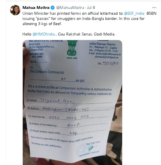 Mahua Moitra X Handle Post