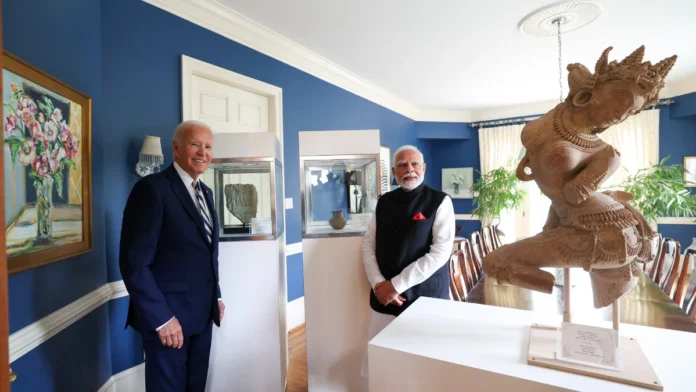 US returns nearly 300 smuggled antiquities to India amid PM Modi's visit